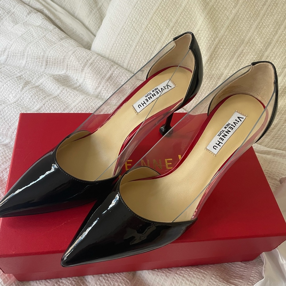 Patent leather pointed toe pumps with nail heels by Vivienne Hu - Picture 2 of 5